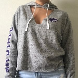 NWOT VS Pink K State Cropped Cut Out Hoodie